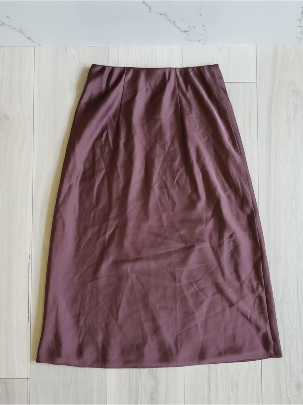 Ann Taylor‎ Satin A-Line Maxi Skirt in Brown